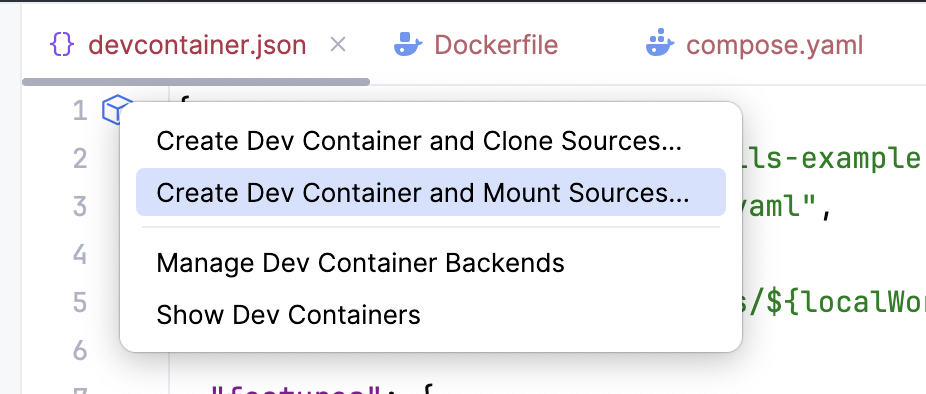 Create dev container